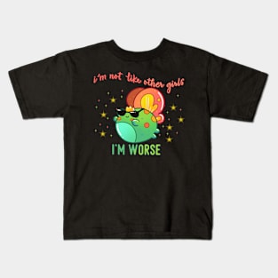 I'm not like other girls I'M WORSE Fairy Frog With Sunglasses Kids T-Shirt